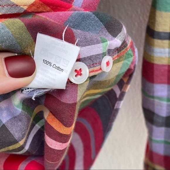 *50% OFF! J. Crew plaid button up shirt medium red blue - Picture 3 of 4